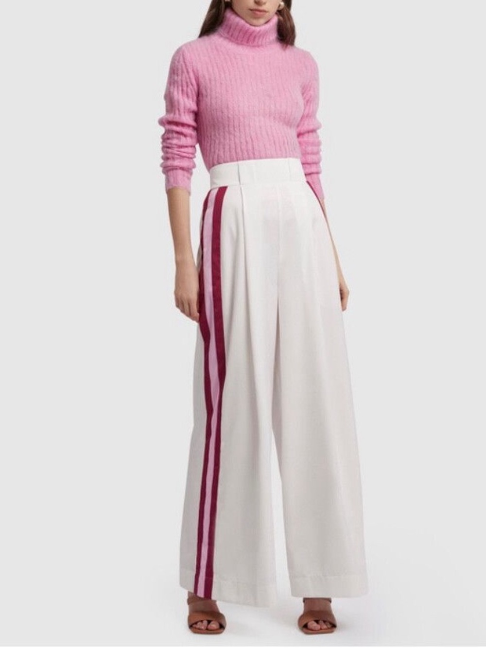 AJE PSYCHEDELIA WIDE LEG SIDE STRIPE TROUSER SZ 10